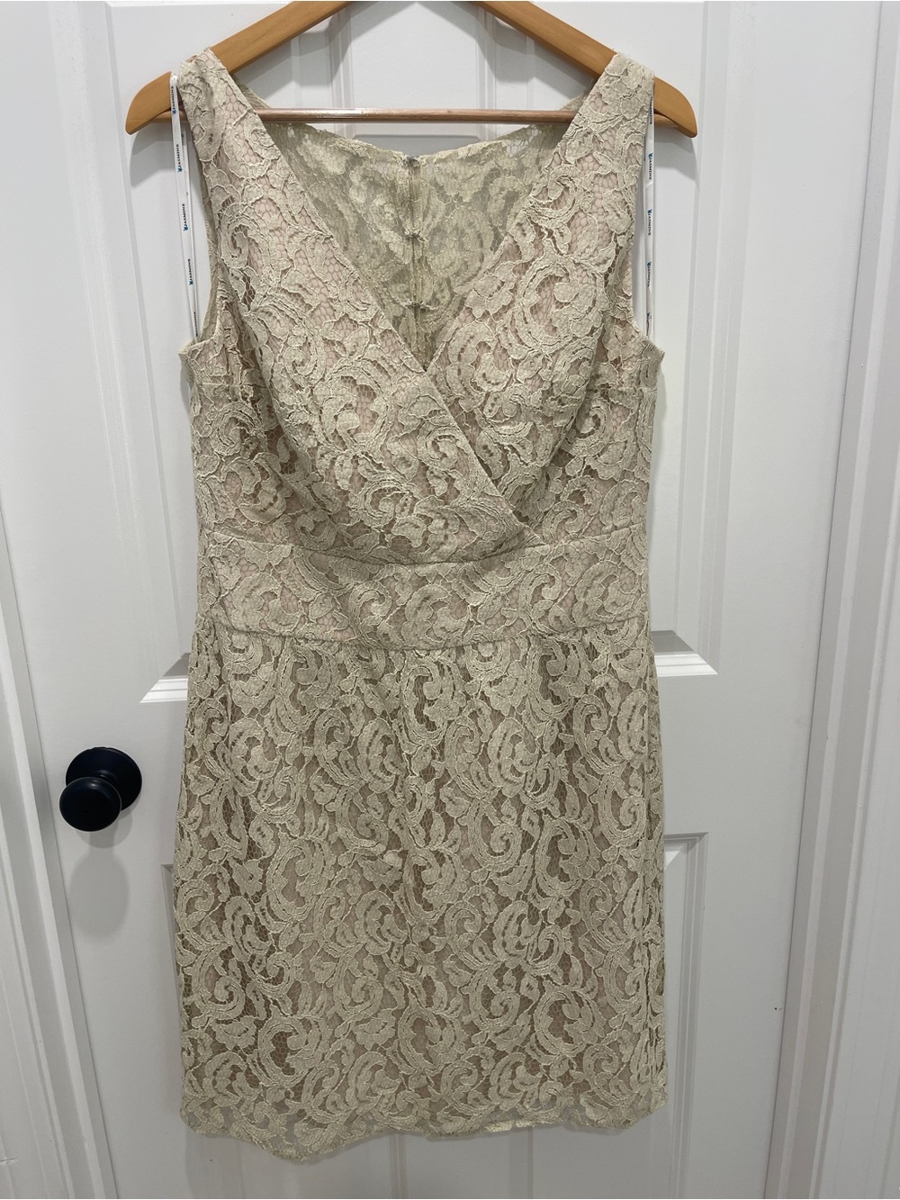 Jasmine Sleeveless Lace Mini Dress in Light Gold